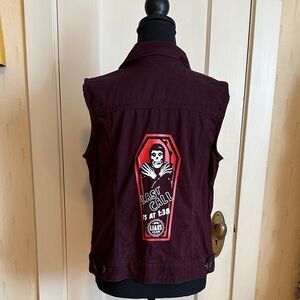 Sleeveless Burgundy Liars Club Chicago Misfits Denim Vest
